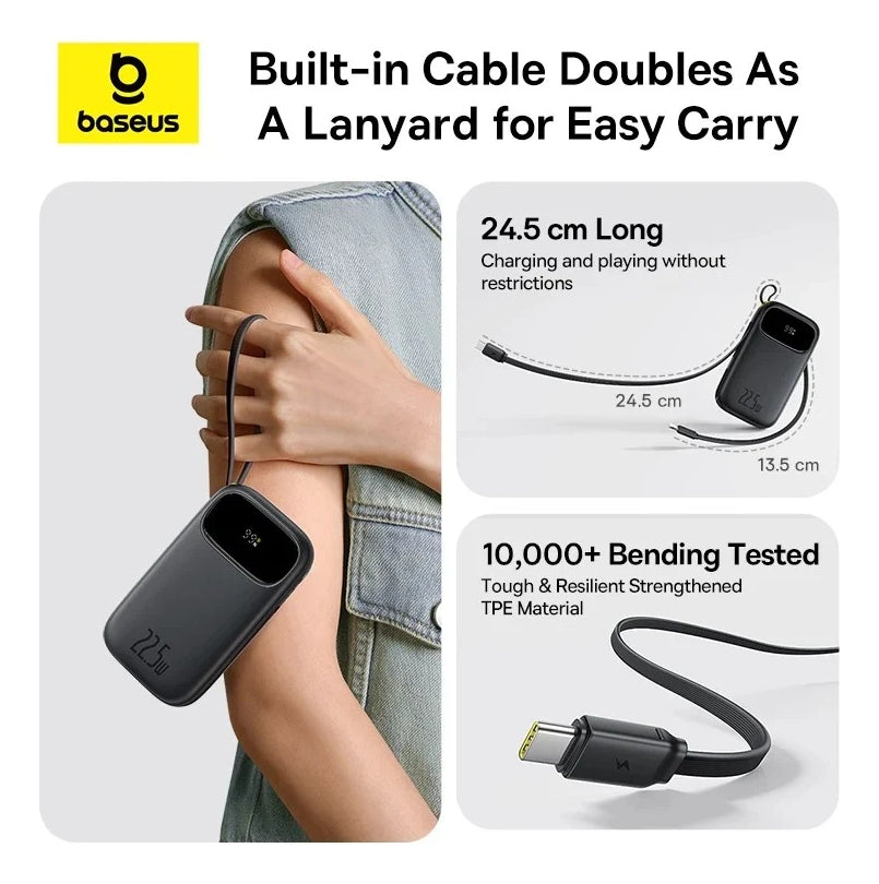 Powerbank Turbo Baseus FC31 Qpow3 20000mah 22.5w Display Digital Preto