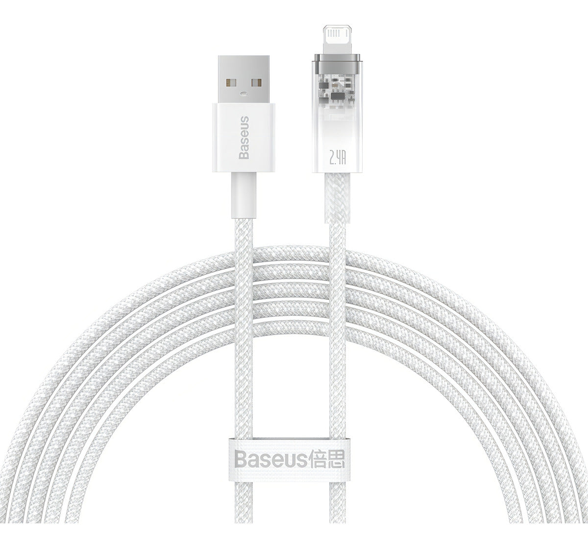 Cabo Baseus P/ iPhone 2.4a Usb Lightning Auto Power Off 2m Cor Branco