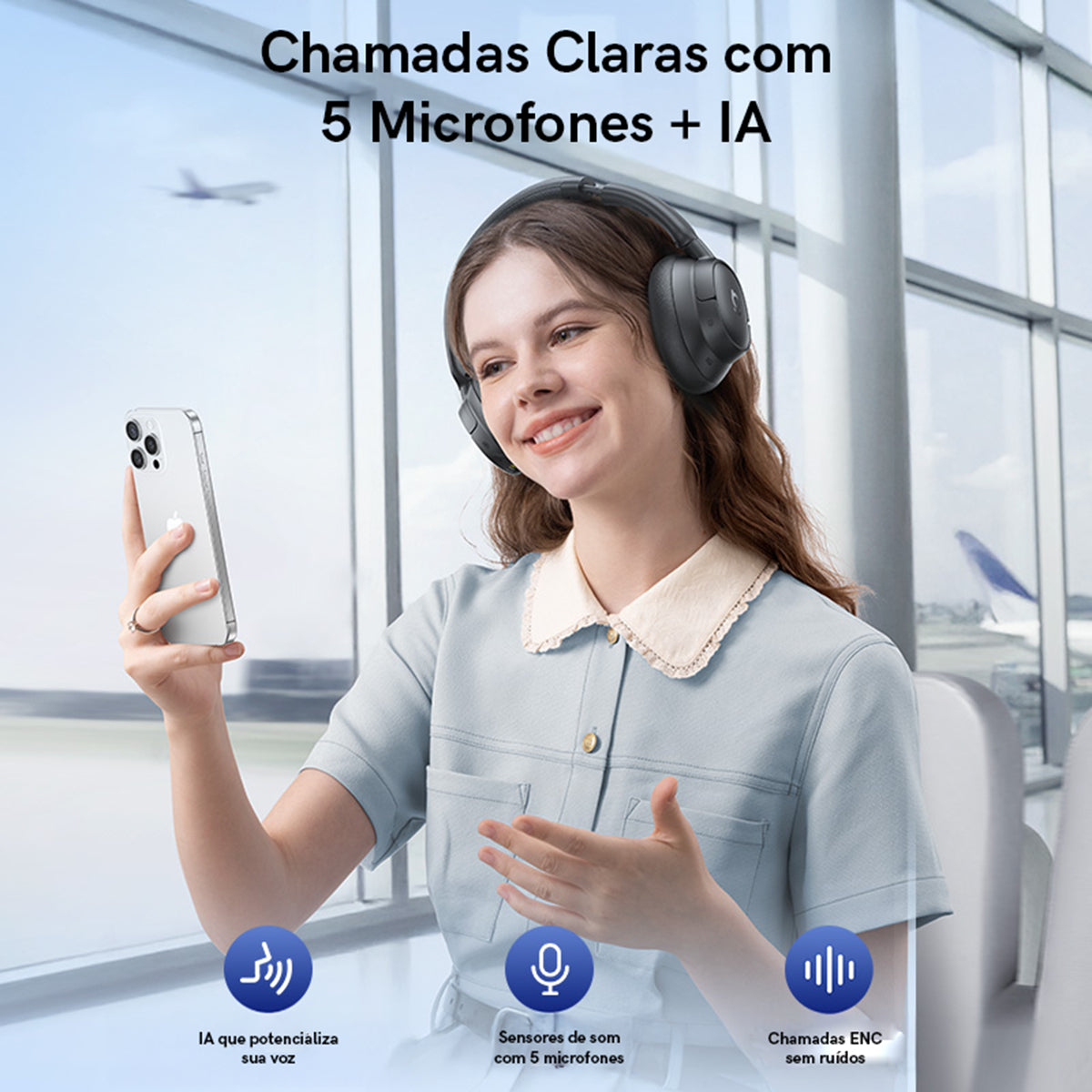 Headphone Baseus Bh1 Nc Bluetooth Com Cancelamento De Ruído Cor Preto