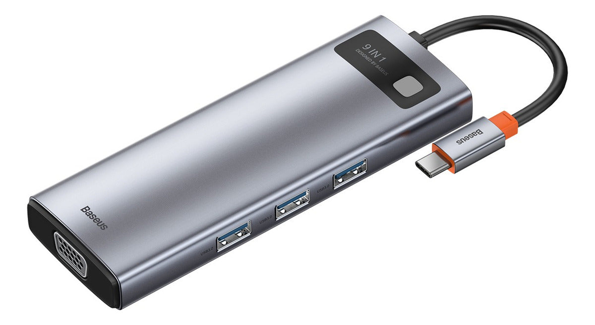Hub Dock Station Baseus 9 Em 1 Usb C Hdmi 4k Vga Rj45 Tf Sd Cinza