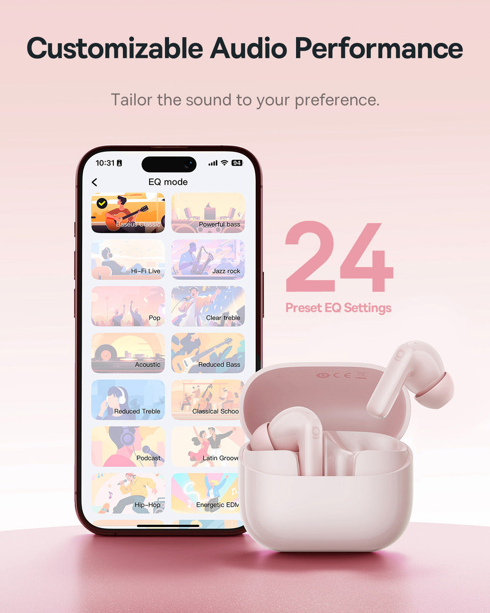 Fone Ouvido Bluetooth Baseus Bass Bp1 Nc Cancelamento Ruído Rosa