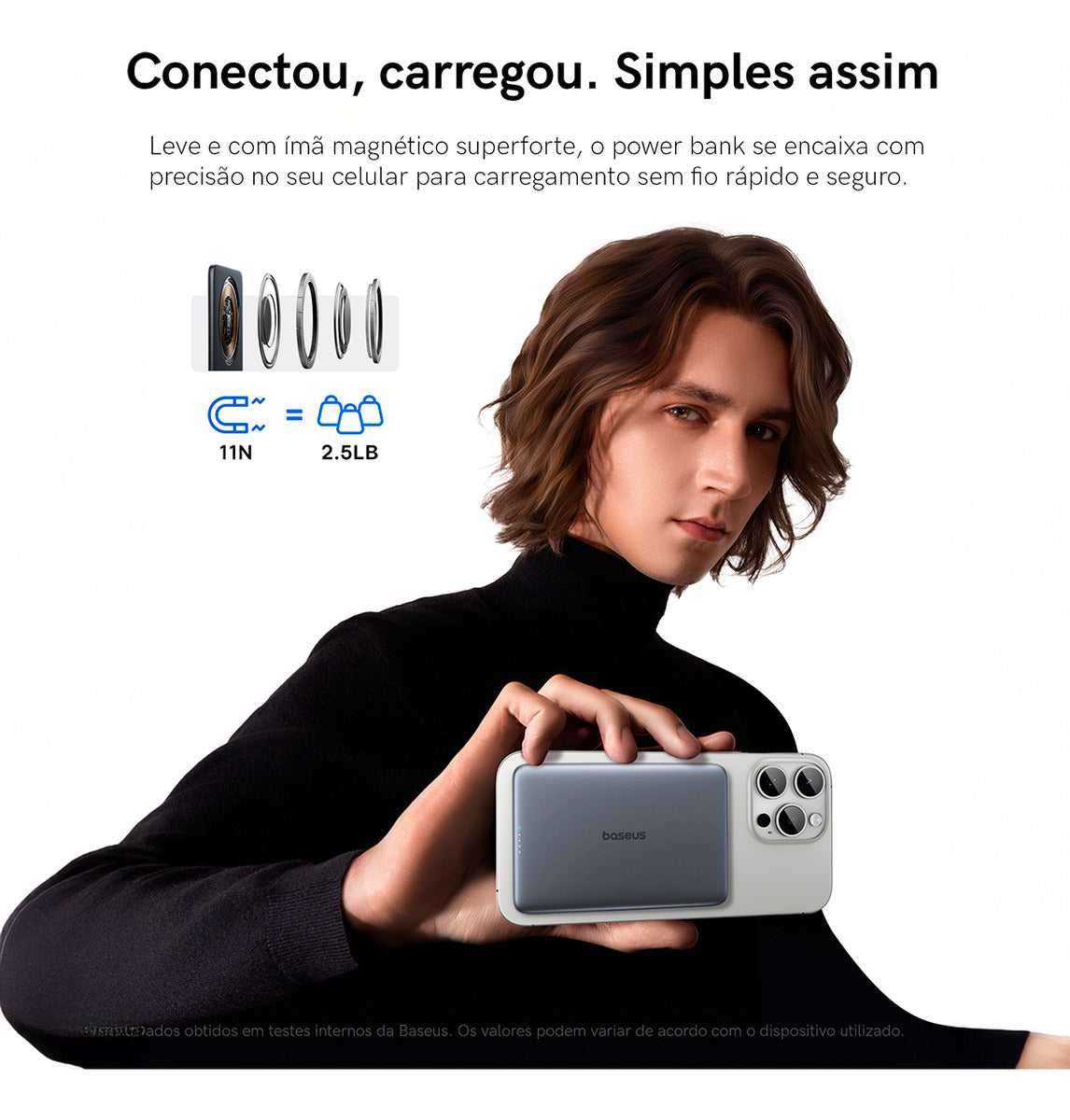 Carregador Portátil Magsafe Baseus 6000mah 20w Turbo Cor Cinza