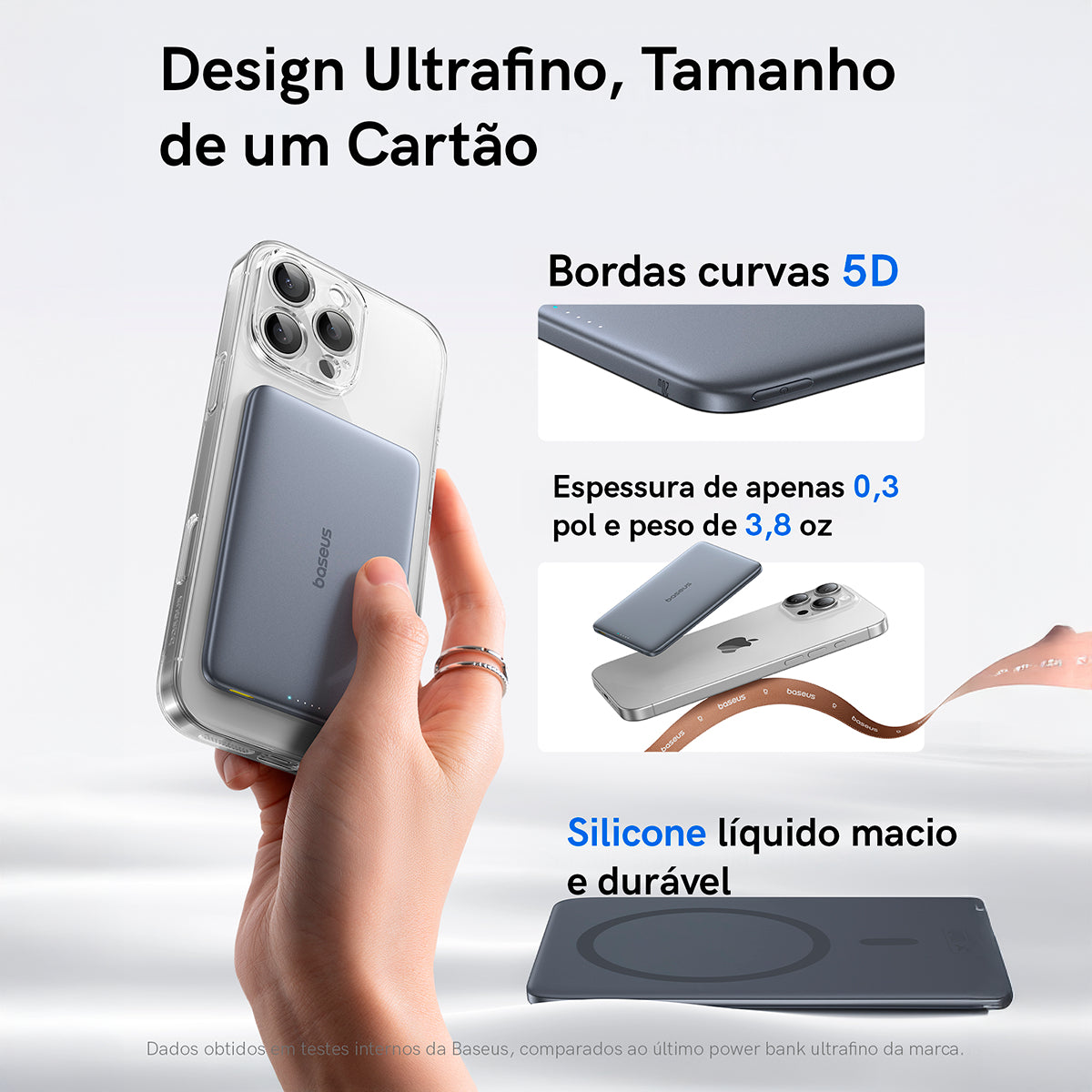Carregador Portátil Magsafe Baseus 6000mah 20w Turbo Cor Cinza