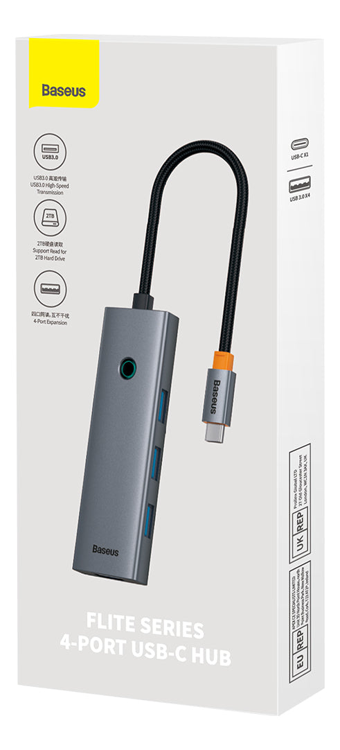 Hub Baseus 4 Portas Usb-c + Usb 3.0 + Pd 100w