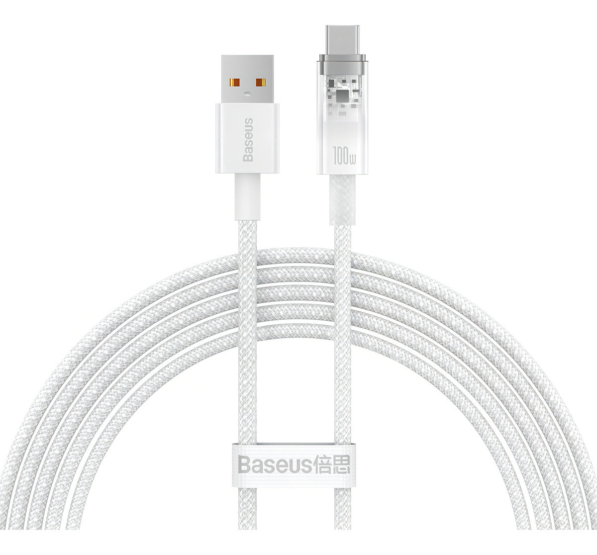 Cabo Turbo Baseus 100w Usb P/ Usb-c Auto Power Off 2 Metros Cor Branco