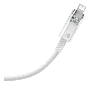 Cabo Baseus P/ iPhone 2.4a Usb Lightning Auto Power Off 2m Cor Branco
