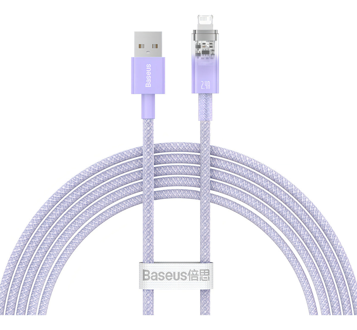 Cabo Baseus P/ iPhone 2.4a Usb Lightning Auto Power Off 2m Cor Lilás