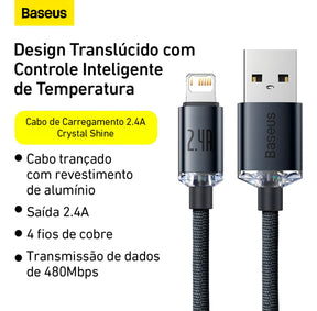Cabo Usb P/ Lightning Baseus Crystal Shine Fast 2.4a 2m