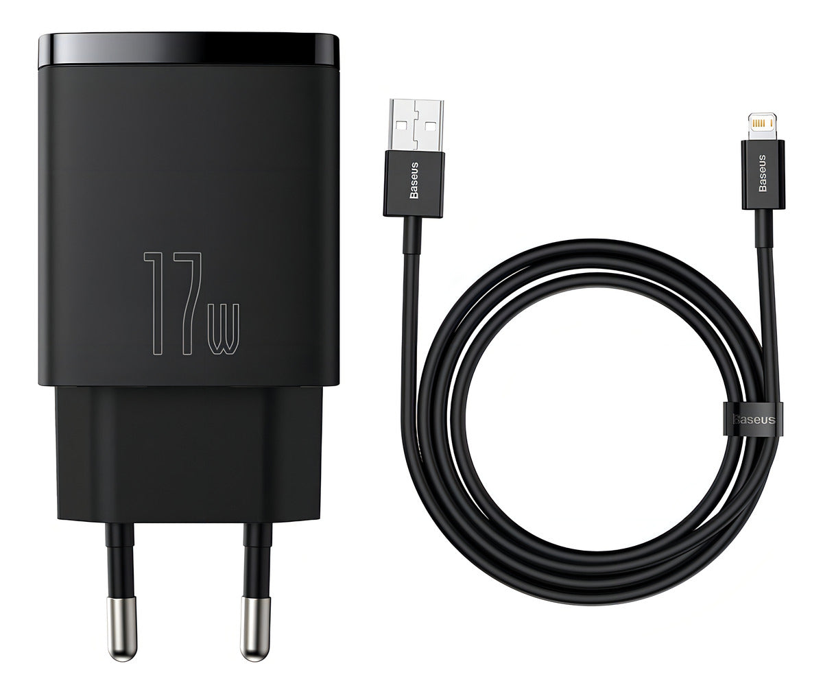 Carregador De Parede 17w Baseus 3x Usb x Lightning Cabo 1m Cor Preto