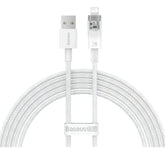 Cabo Baseus P/ iPhone 2.4a Usb Lightning Auto Power Off 2m Cor Branco