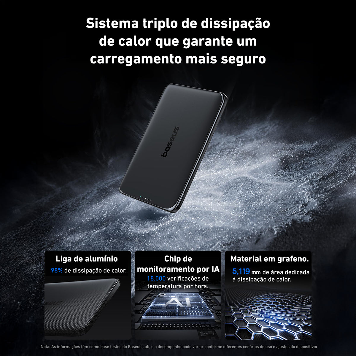 Carregador Portátil Magsafe Baseus 6000mah 20w Turbo Cor preto