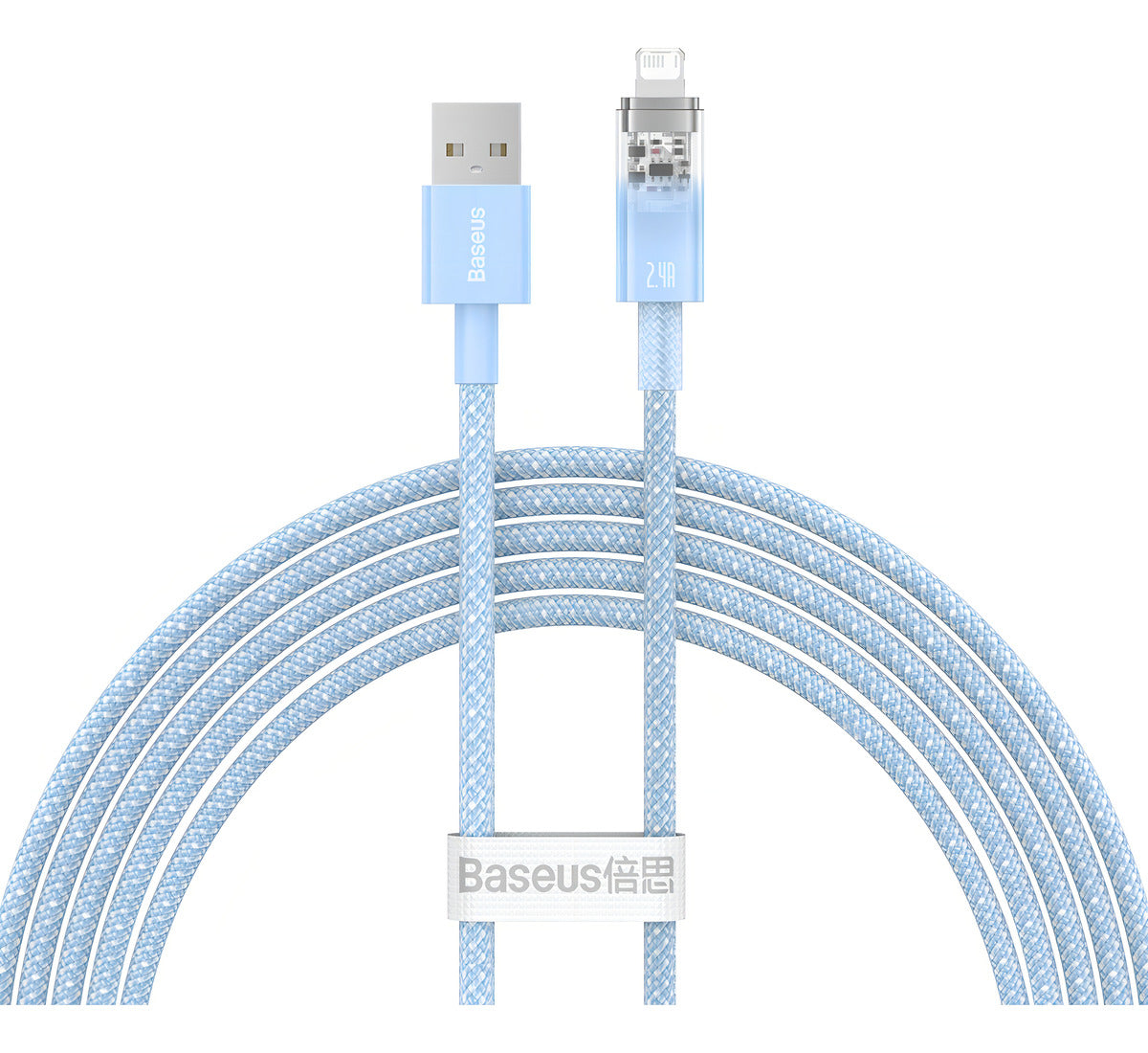 Cabo Baseus P/ iPhone 2.4a Usb Lightning Auto Power Off 2m Cor Azul