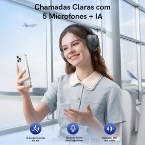 Headphone Baseus Bh1 Nc Bluetooth Com Cancelamento De Ruído Cor Preto