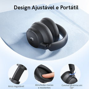 Headphone Baseus Bh1 Nc Bluetooth Com Cancelamento De Ruído Cor Preto