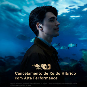 Fone De Ouvido Baseus Ma10 Pro Bluetooth 5.3 Com Anc -48db Cor Preto