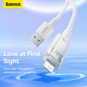 Cabo Baseus P/ iPhone 2.4a Usb Lightning Auto Power Off 2m Cor Branco