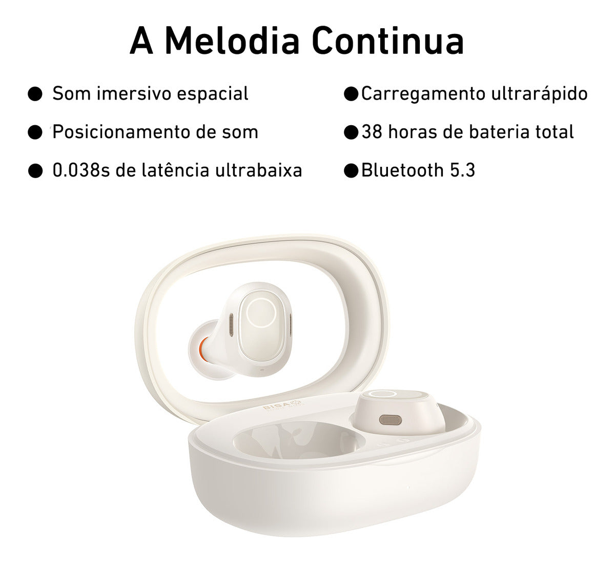 Fone Sem Fio Baseus Bowie Wm03 Bluetooth 5.3 Cor Branco