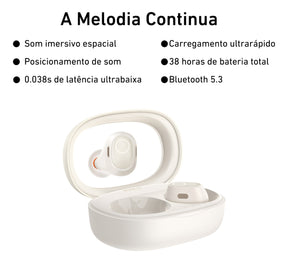 Fone Sem Fio Baseus Bowie Wm03 Bluetooth 5.3 Cor Branco