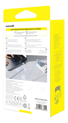 Cabo Baseus Dynamic 4 Turbo Usb-c X Usb-c 100w 1m Azul Branco