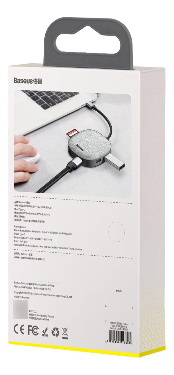 Hub Usb-c 7n1 Thunderbolt 3 Hdmi + Rj45 + Usb + Sd Baseus