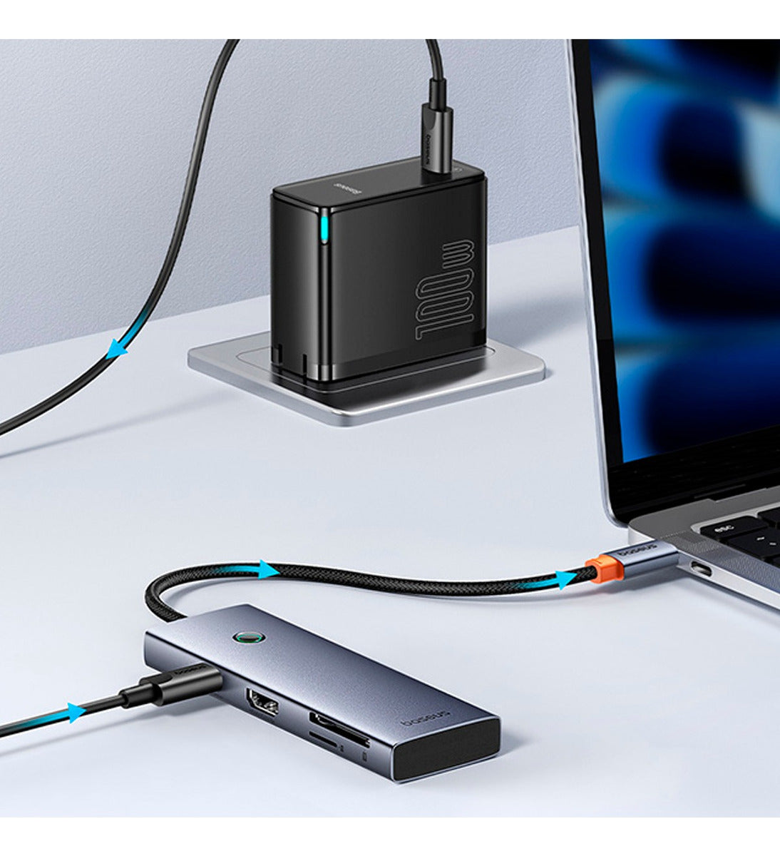 Hub Baseus Usb C 7 em 1 A Hdmi 4k 60hz Usb 3.0 Sd Leitor Sd Cor cinza escuro