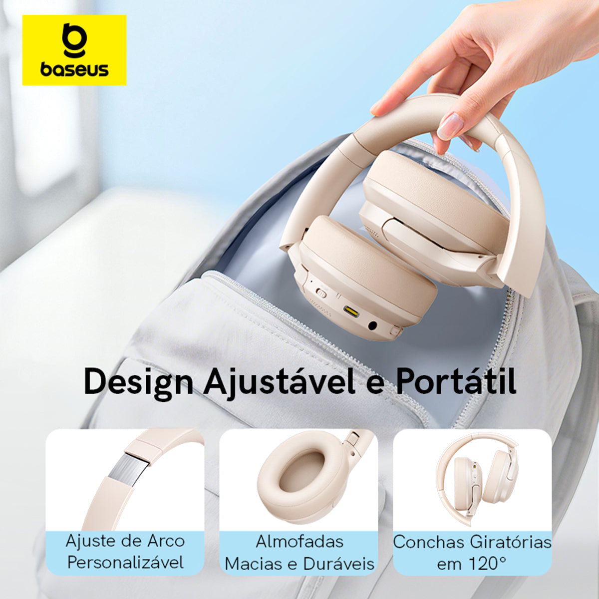 Headphone Sem Fio Baseus Bass Bh1 Lite Bluetooth Com Enc